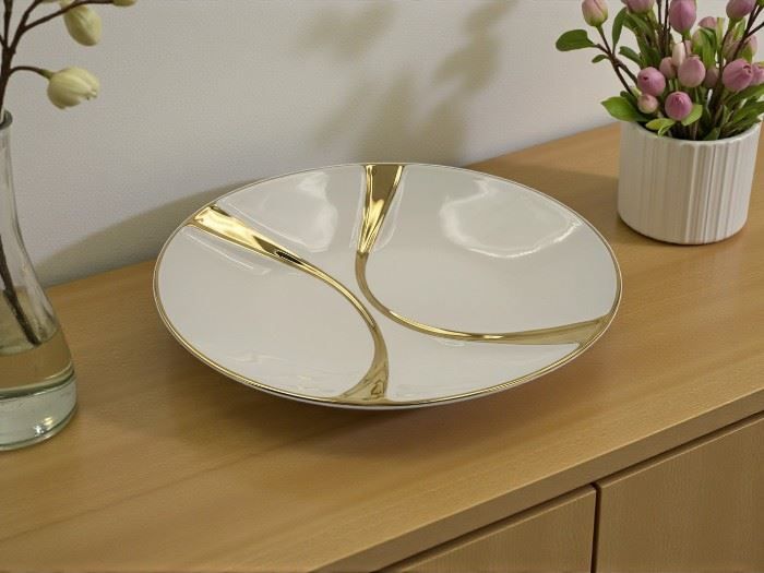 PRATO ONDA OURO 40.5x25x8.5CM