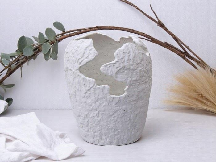 JARRA PEDRA RECORT.  BRANCO 12,5x12,5x27CM