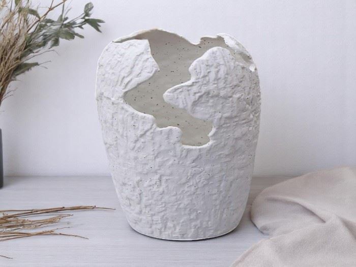 JARRA PEDRA RECORT.  BRANCO 15x15x34,5CM
