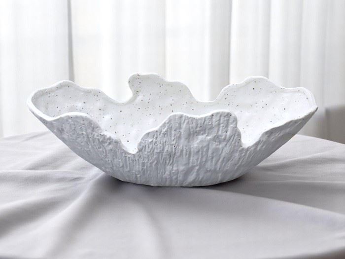TAÇA PEDRA RECORT.  BRANCO 34,5x13x12CM