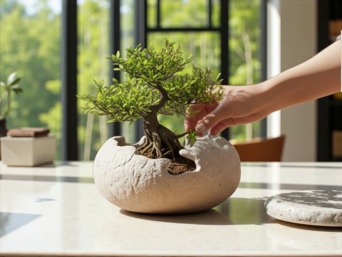 TAÇA PEDRA RECORT.  BRANCO 12x12x10CM