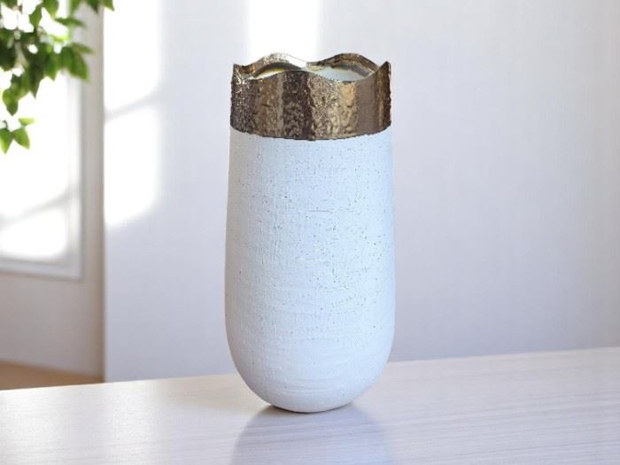 JARRA BRANCO C/ BRONZE  24,5x44CM