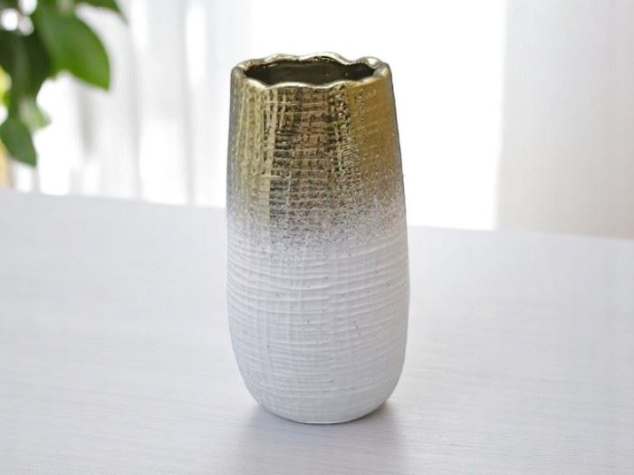 JARRA BRANCO C/ OURO  11,5x11,5x28CM