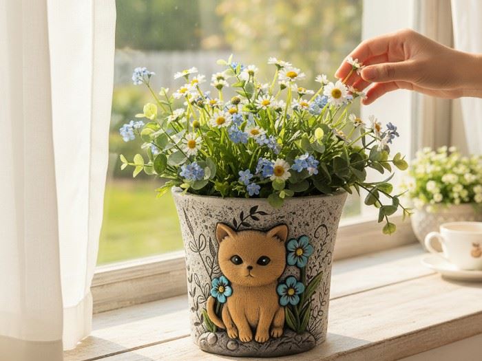 VASO COM GATO 18.2X18.2X15.5CM