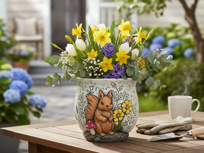 VASO COM ESQUILO 20X18.8X15.6CM