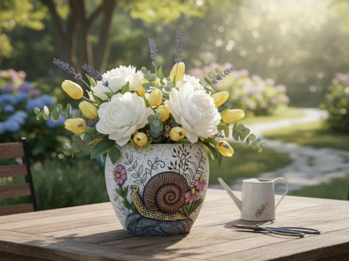 VASO COM CARACOL 16.3X15.7X12.6CM