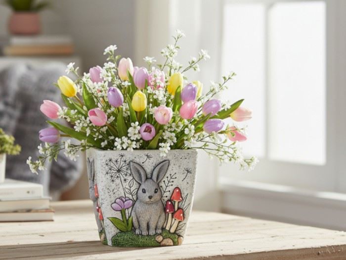 VASO COM COELHO 17.7X17X15.5CM