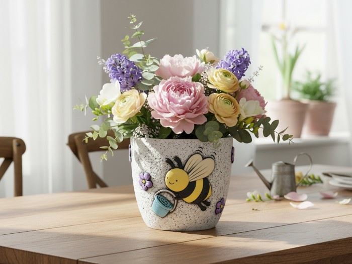 VASO COM ABELHA 14.5X14.3X12.8CM