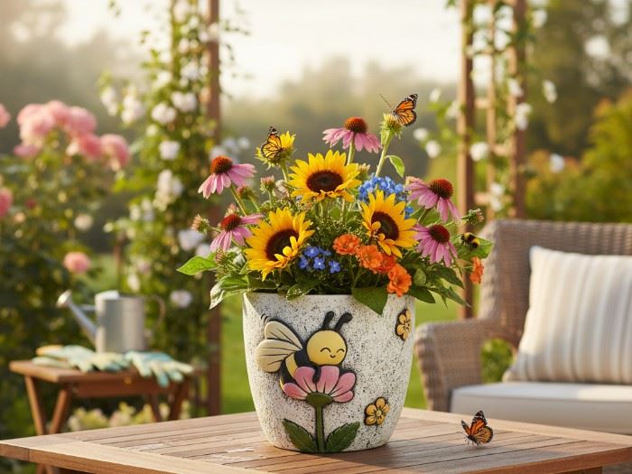 VASO COM ABELHA 14.5X14X13CM