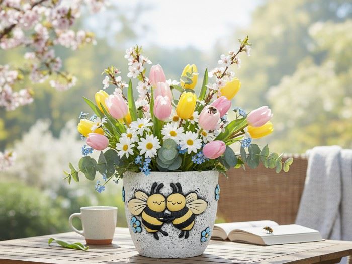 VASO COM ABELHA 17.8X17.5X15.5CM