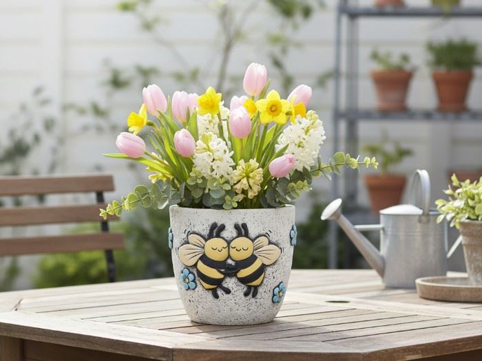 VASO COM ABELHA 14.3X14.1X13CM