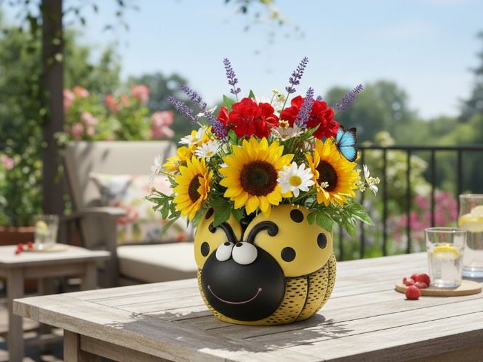 VASO ABELHA 18.2X15.5X13.3CM AMARELO