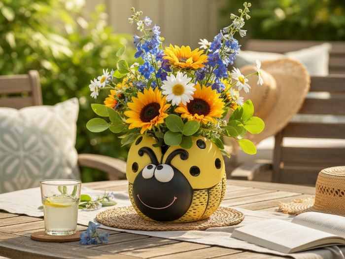 VASO ABELHA 13.3X12X10CM AMARELO