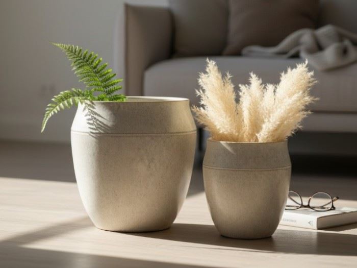 Set.2 Vasos Bege: 31x30.5x30.5/21x21x23