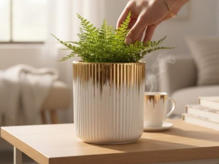 VASO BRANCO C/ OURO Ø15CM X11CM