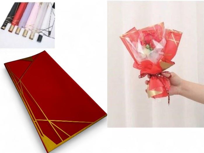 PACK 20 FOLHAS PAPEL PARA FLORES 58x58CM VERMELHO