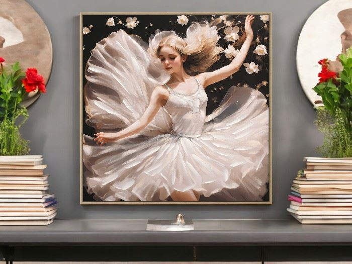 QUADRO TELA BAILARINA 82X82CM