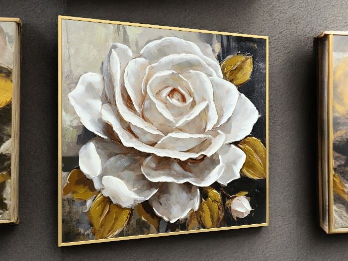 QUADRO TELA ROSA 82X82CM