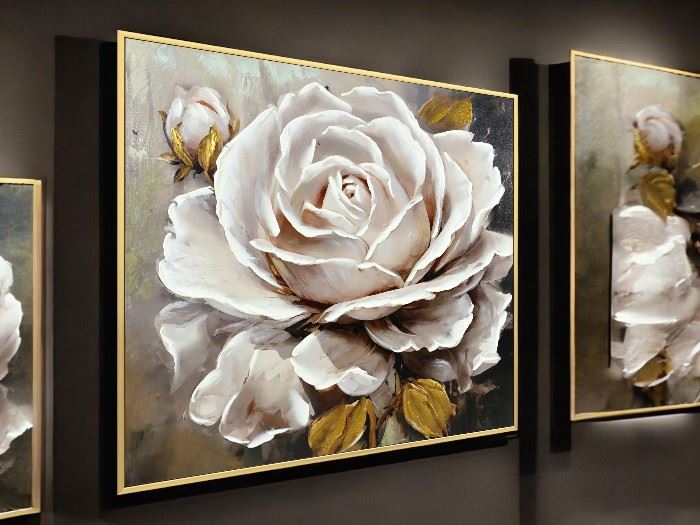 QUADRO TELA ROSA 82X82CM