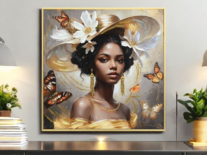 QUADRO TELA DAMA 82X82CM