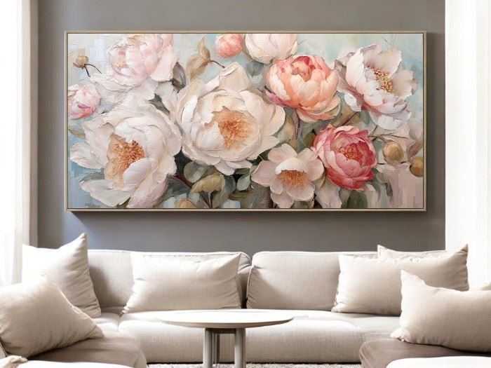 QUADRO TELA FLORES 122X62CM