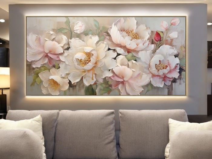 QUADRO TELA FLORES 122X62CM
