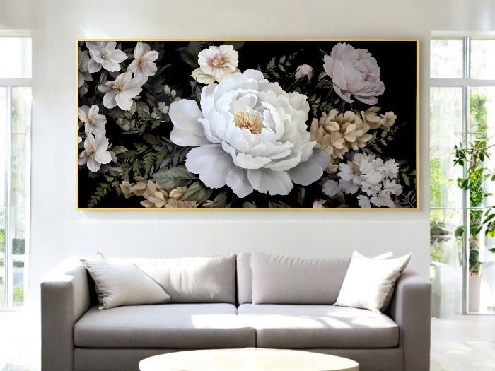 QUADRO TELA ROSAS 122X62CM