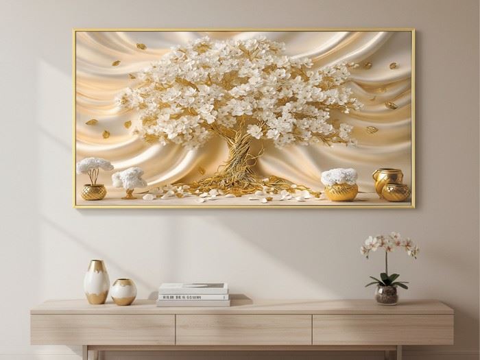 QUADRO TELA C/MOLD. ARVORE 122X62CM