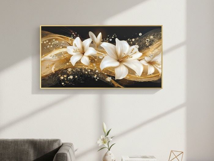 QUADRO TELA C/MOLD. FLORES 122X62CM