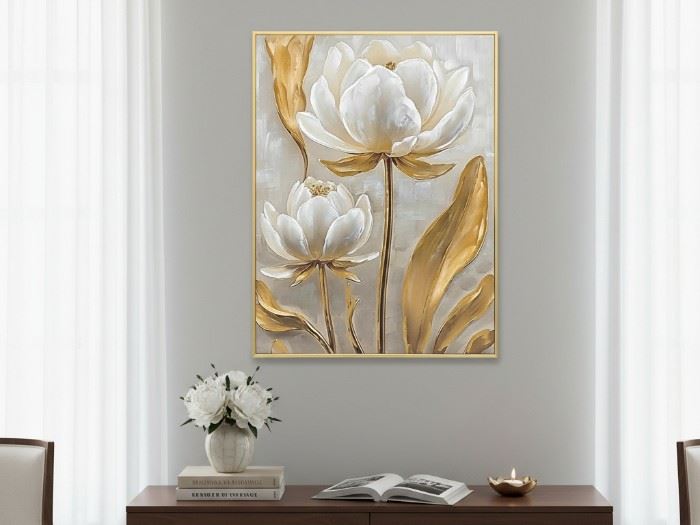 QUADRO TELA C/MOLD. FLORES 62X82CM