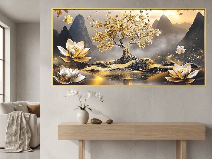 QUADRO TELA C/MOLD. PAIAGEM 122X62CM