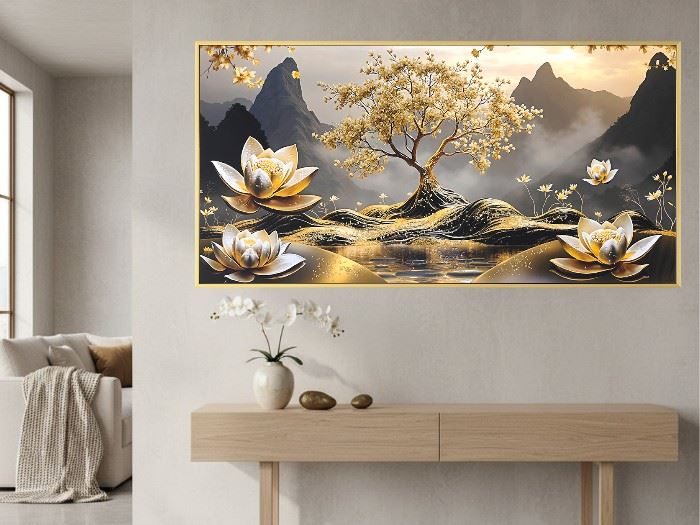 QUADRO TELA C/MOLD. PAIAGEM 122X62CM