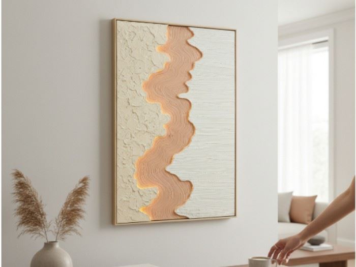 QUADRO TELA C/MOLD. 62X92CM C/ LED A PILHAS C/COMANDO