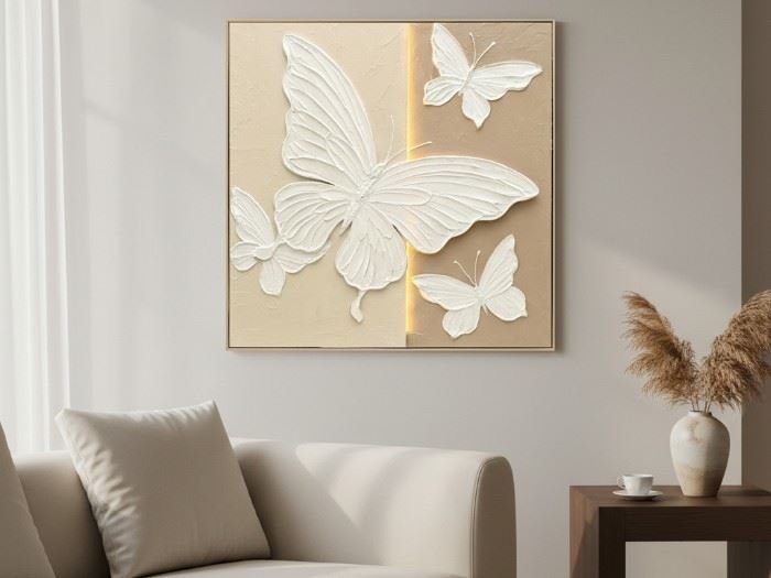 QUADRO TELA C/MOLD. 82X82CM C/ LED A PILHAS C/COMANDO