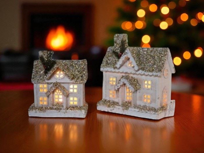 CASA DE MADEIRA BRANCA  LED 23x12x26cm- LED 5L