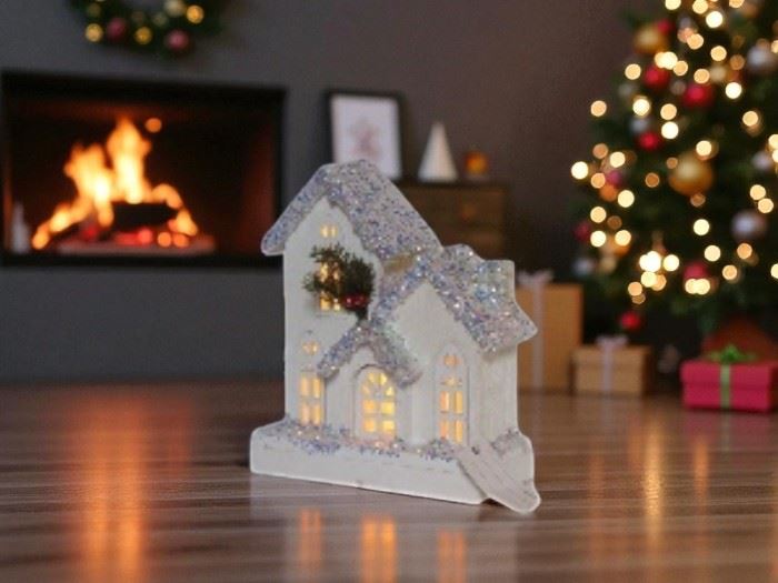 CASA DE MADEIRA BRANCA  LED 21X9X25CM - LED 5L
