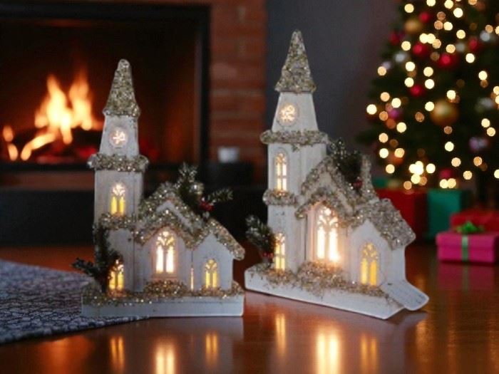 CASA DE MADEIRA BRANCA  LED 24X9X38CM - LED10L
