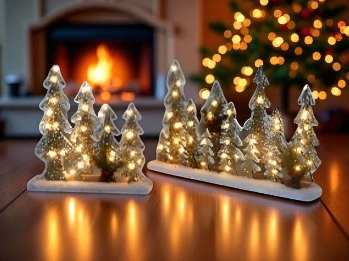 PAISAGEM DE ARVORES DE MADEIRA LED 28x7x31CM- LED 35L