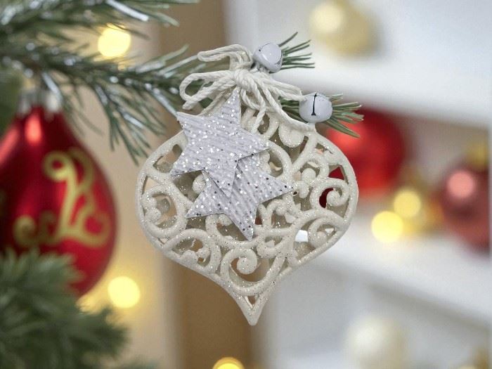 ORNAMENTO NATAL BRANCO 10X11CM
