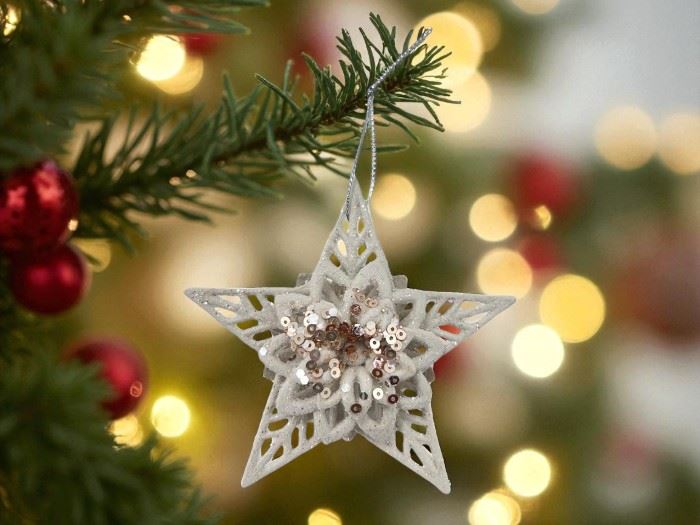 ORNAMENTO BRANCO  NATAL 10CM