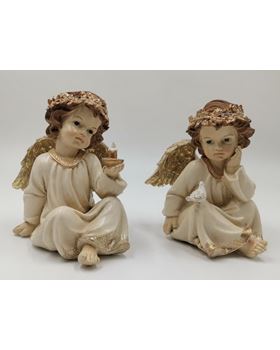 ANJO SENT. C/ COROA LUZ 18,5X14X13,5CM  SORT. 2