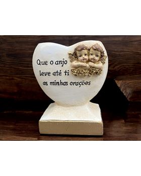 BASE CORAÇÃO E ANJO C/DIZERES  14*9*16CM