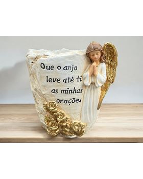 VASO COM ANJO C/DIZERES  14.5*14,5*15,5CM