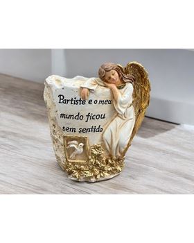 VASO COM ANJO C/DIZERES  14.5*14.5*16CM