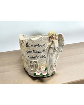 VASO COM ANJO C/DIZERES  16*14,5*16CM