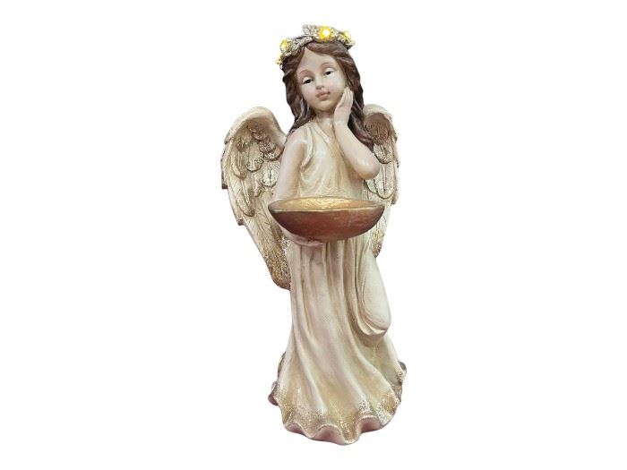 ANJO COM LUZ E TAÇA 41X19X20CM