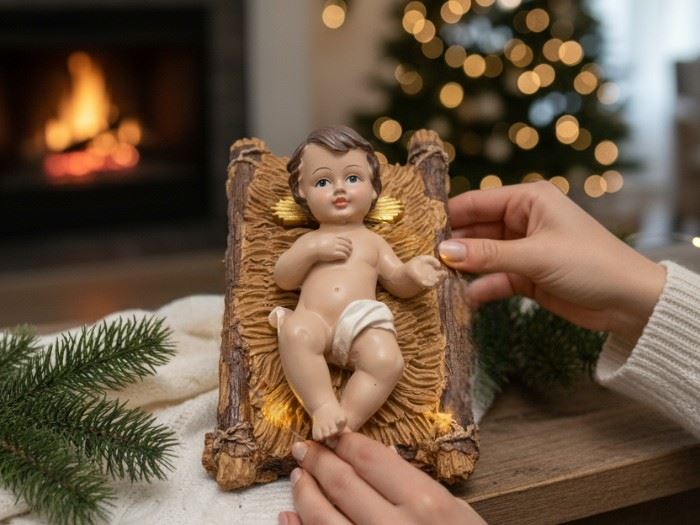 MENINO JESUS COM CAMA 16X11X10,5CM