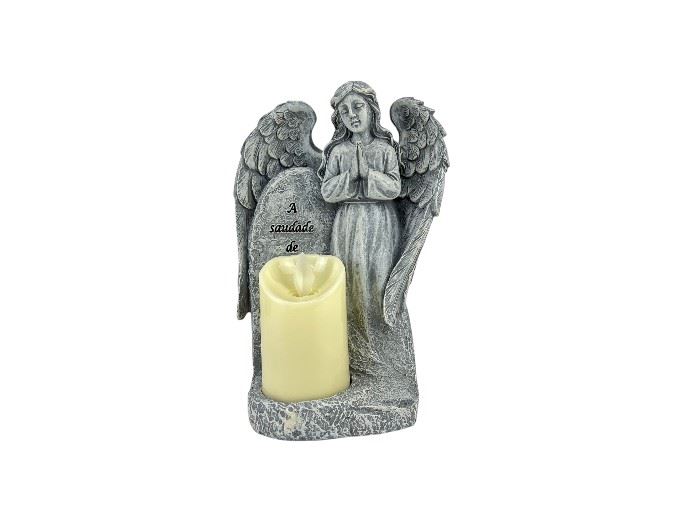 ANJO COM VELA LUZ COM DIZERES 20,5X10X14CM