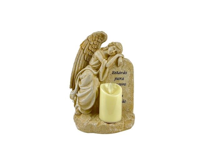 ANJO COM VELA LUZ COM DIZERES 22,5X12X16CM