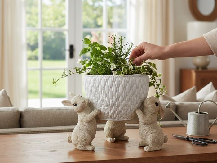 COELHOS COM CESTO 20X20X16,5CM